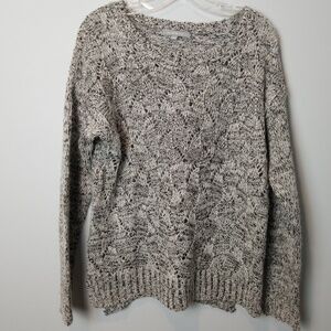 NY Collection Sequin Gray Open stitch Sweater size Large